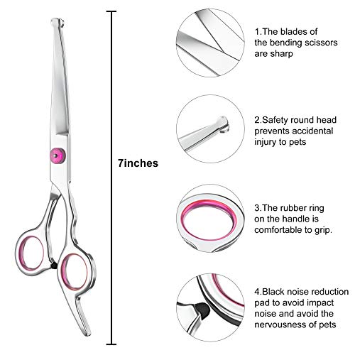 Petsvv 7.5" Curved Dog Grooming Scissors with Safety Round Tips, Light