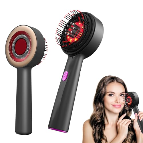 WingFly Kopfmassagegerät Elektrisch, 2-in-1 Kopfhaut Massagebürste Elektrisch und Haaröl Applikator, 3 Modi Elektrische Haarbürste mit Rotlicht Serum-Flüssigkeitskabine, 360° Knetmassage (Grau)