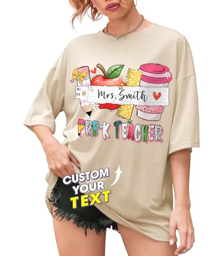 JIX & JOKY Custom Teacher Shirt for Women Personalized Back to School Teacher Shirts Gifts for First Day of School