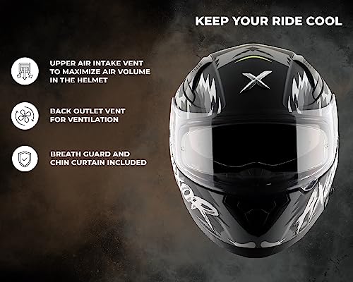 Image of Axor Apex Falcon ISI ECE DOT Certified Full Face Dual Visor Helmet for Men and Women with Pinlock Fitted Outer Clear Visor and Inner Smoke Sun Visor -Dull Cool Grey-M