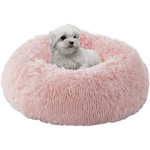 Perro, Video On Demand Genérico Cama para Perros, cómoda Cama Redonda para Mascotas con Forma de rosquilla para Perros y Gatos (Rosa, 60 x 60 cm)