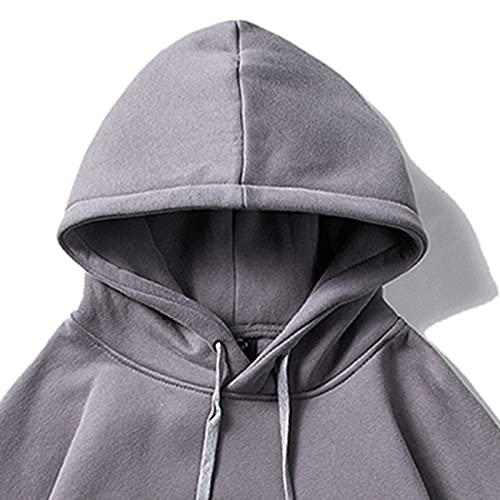 Miuersa Oversized Men's Pullover Hooded Sweatshirts Trendy Baggy Drop Shoulder College Long Sleeve Tops With Pocket S-5Xl Dark Gray, X-Large #TOP2