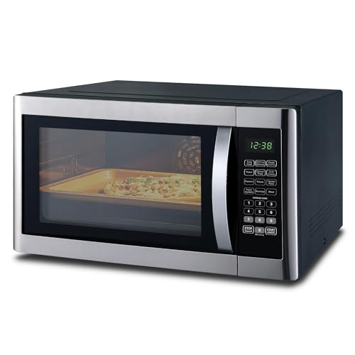 Smad Horno Microondas Combinado 42L, Microondas con Grill 1200-1400W, Horno Microondas 1100W, 9 Menús Automáticos,11 Niveles de Potencia, Bloqueo para Niños, Función Descongelación, Fácil Limpieza