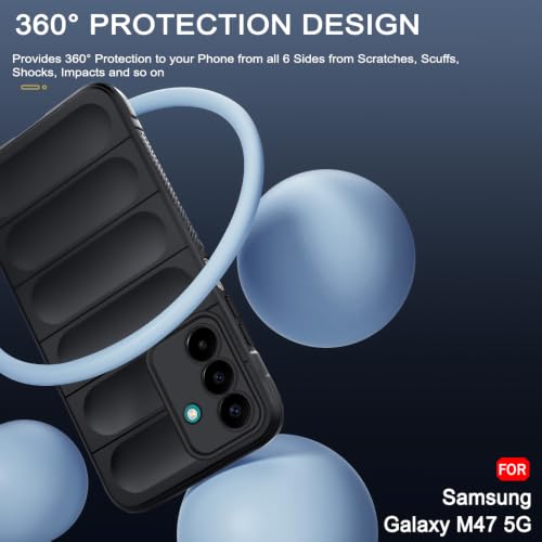 Image of TheGiftKart Liquid Silicon Back Cover Case for Samsung Galaxy M47 5G | Shockproof Military Grade Protection | Micro-Fibre Cloth On Inner Side | Anti-Slip Grip Back Cover Samsung M47 5G (TPU, Black)