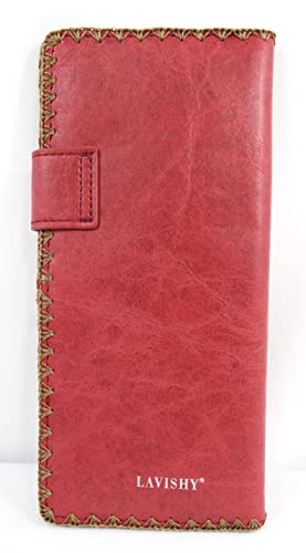 Embroidered Hummingbird and Poppy Flower Faux Leather Large Flat Wallet (Red)2