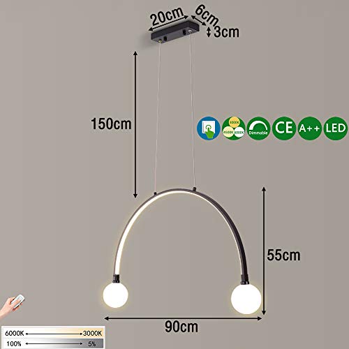 Suspension LED table à manger noire d'architecte avec télécommande pour salon - 4