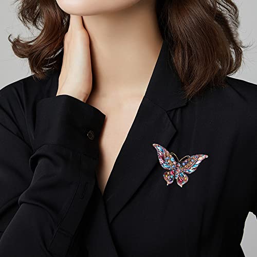 Image of Variety Styles Butterfly Brooch - Multi-Color Rhinestone Crystal Brooch Pin Cute Butterfly Shape Corsages Brooches Decoration Gift for Women