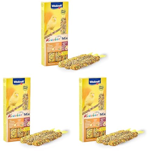 Vitakraft Kräcker Mix – Snack per uccelli, bastoncini croccanti con uovo, frutta e miele, 3 × 80 g