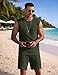 COOFANDY Men's Short Sets Outfits Sleeveless Fashion Shirt and Shorts Set Casual Athletic Suit Summer Outfits, Army, M