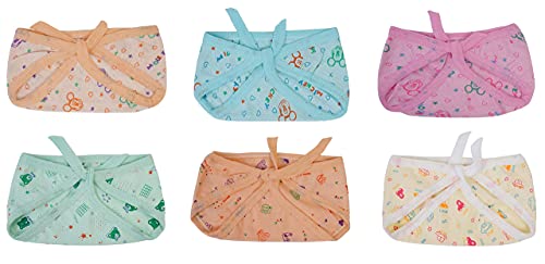 Image of Baby Hosiery Nappy Langot Washable and Reusable Plain Solid Cloth Langot /Cloth diaper /U Shaped /Nappy Tying Langot For Baby Boys and Baby Girls - Pack of 6 (Small) (Multicolor)