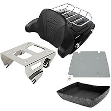 TCMT 10.7" Chopped Motorcycle Trunk Box Wrap-Around Backrest Luggage Rack Solo Rack Base Plate Fit For Harley 2014-2025 Touring CVO Road King Road Glide Street Glide Electra Glide Pack