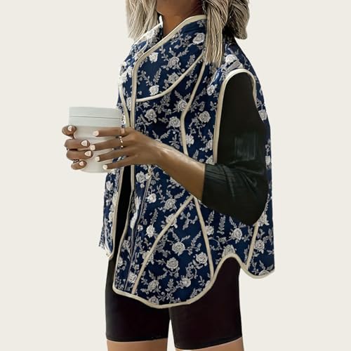 Floral Puffer Vest Women Trendy Quilted Jackets Sleeveless Lightweight Fall Vests Comfy Casual Outerwear Coats 20252