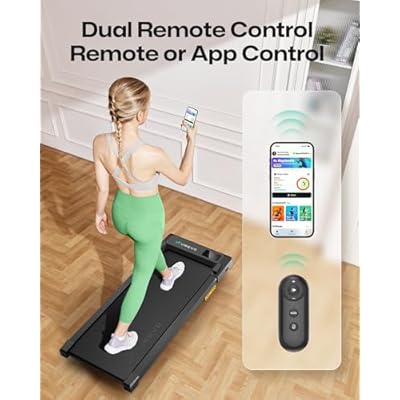 UREVO Smart Walking Pad, Standing Desk Treadmill with Double Shock Absorption, Quiet Operation, Workout APP with Track Insights and MIIT Mode, Plug and Play, Remote or APP Control for Home Office