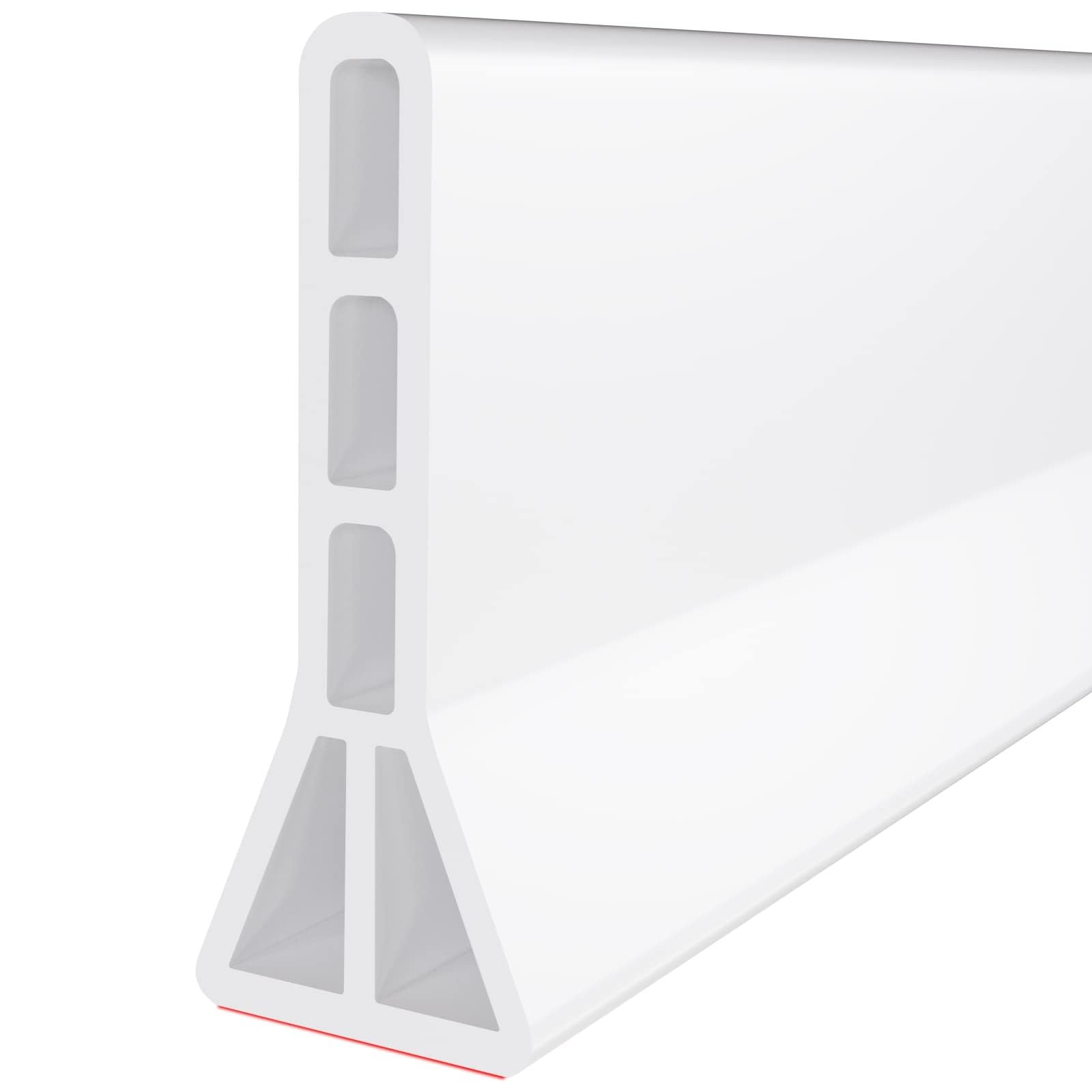 Frzxbkw White 5Cm/6.5Cm/10Cm High Shower Threshold Water Dam, 78.7 Inch Collapsible Self-Adhesive Shower Water Barrier, Water Stopper For Wet And Dry Separation Bathroom And Kitchen(,Height: 100Mm)