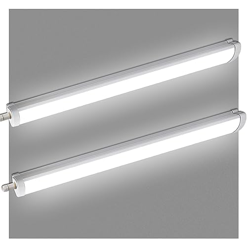 muzha2 Packs IP65 LED Waterproof Lights，LED Batten Light， 5FT 50W 6500k 6000lm,Low Profile Wall or Ceiling Surface Mounted Fitting for Home/Workshop/Office/School Restaurant