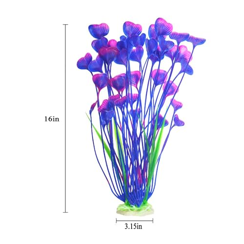 Image of Artificial Aquarium Plants, Purple, 16 inch, 2 Pack | Plastic, Fish Tank Decoration, Tall Ornament