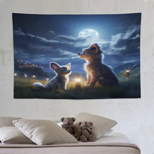 Tapisserie murale renard pour cacher un mur vide grand tissu deco chambre art mural 150x230cm
