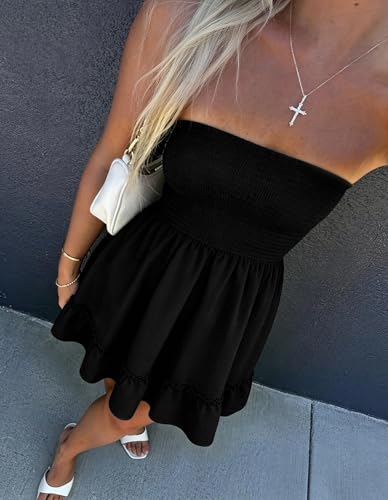 Image of EG CHRIS G Summer Dresses for Women Strapless Tube Top Mini Dresses Beach Boho Sundress 2025