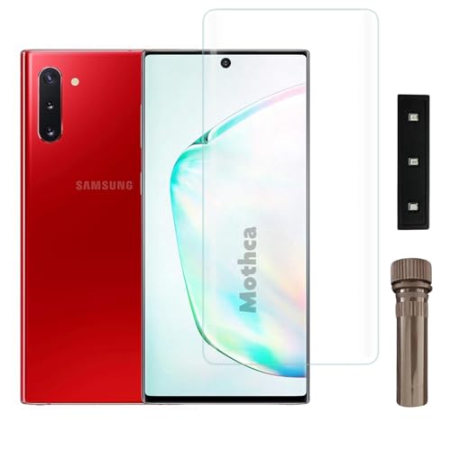 Image of Mothca Premium UV Tempered Glass Screen Protector For Samsung Note 10 (Pack of 1) Full Adhesive UV Curved Screen Guard, Case Friendly with Installation Kit