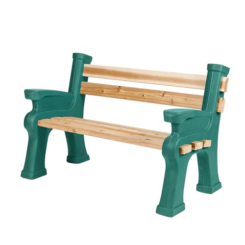 RTS Home Accents Custom Length Lightweight Indoor or Outdoor Bench Ends with Backrest and Armrest (Wood & Screws Sold Separately), Kentucky Green