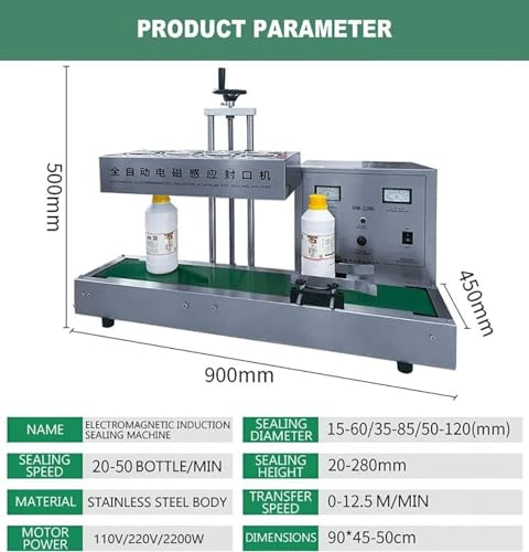 Machine De Scellage Automatique De Feuilles D'Aluminium, Scelleuse À Induction Haute Puissance pour L'Emballage Continu De Sacs Et De Bouteilles (120 Mm)