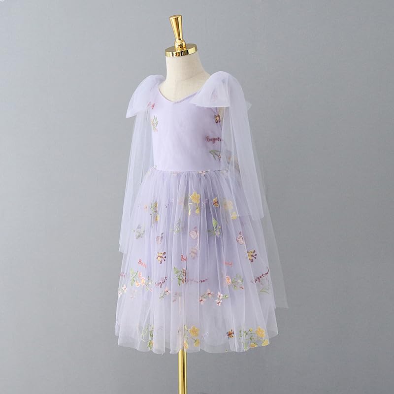 Flower Girl Dresses for Wedding Toddler Girls Short Floral Embroidered Tulle Dress Knee Length2