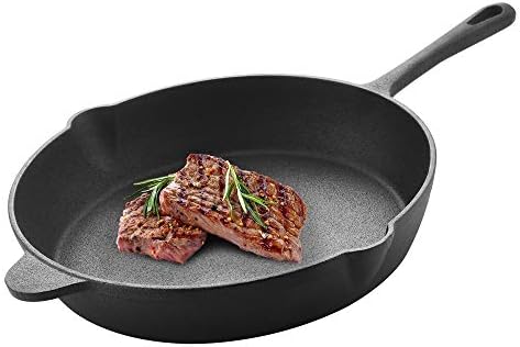 Velaze Grill Pan Induction 29cm, Cast Iron Griddle Pan Square Pre-Seasoned Skillets for Meat, Fish and Vegetables, Heat Sources - Red