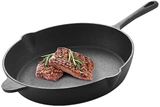 Velaze Grill Pan Induction 29cm, Cast Iron Griddle Pan Square Pre-Seasoned Skillets for Meat, Fish and Vegetables, Heat Sources - Red