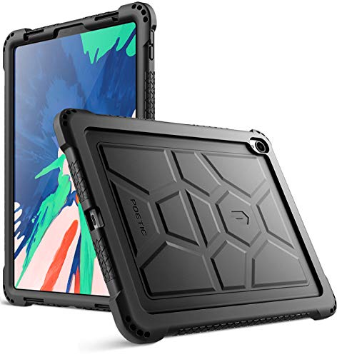 iPad Pro 11 inch Case, Poetic TurtleSkin Series [Corner Protection][Grip][Not Supported Pencil Magnetic Attachment] Protective Silicone Case for iPad Pro 11 Inch (2018) - Black