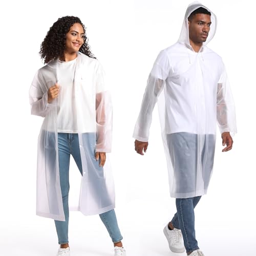 Rain Ponchos for Adults Raincoats (2 PACK)– Reusable Rain Jackets Emergency Rain Ponchos with Hooded2
