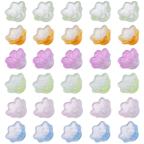 SUNNYCLUE 1 Box 120Pcs 6 Colors Flower Beads Glass Bell Flower Bead Caps Colorful Tulip Lily Mini Spring Floral Loose Spacer Bead for Jewellery Making Beads Supplies DIY Necklace Bracelet Earrings