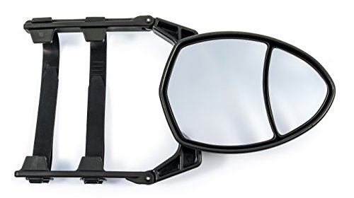 Camco Clamp-On Dual View Towing Mirror | Features 2 Independently Adjustable Mirrors And An Aerodynamic Design | Black (25653) #TOP2