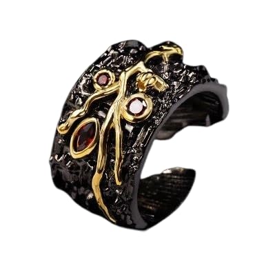 Bague obsidienne texturée pour rompre avec les bijoux banals fini noir or