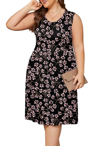 Image of DB MOON Womens 2026 Plus Size Tank Dresses Sleeveless Knee Length Sundress with Pockets