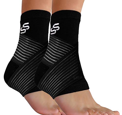 Sleeve Stars Ankle Braces Plantar Fasciitis and Ankle Support, Ankle Compression Sleeve for Achilles & Tendonitis, Foot Braces for Sprain and Heel Pain Relief, Black Ankle Brace for Women & Men (Pair)