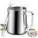 Milk Frothing Pitcher - 12oz/350ml Milk Frother Cup Stainless Steel Jug Steaming Pitcher, Milk Coffee Cappuccino Latte Art Barista Steam Pitchers Milk Jug Cup with Extra Two Decorating Pen