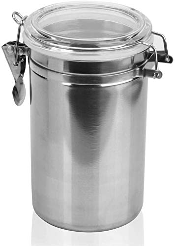 Contenitori Alimentari per Cereali Set Contenitori ermetici for alimenti Contenitori da cucina in acciaio inossidabile Barattoli con coperchio in acrilico trasparente e morsetto di bloccaggio, Organiz