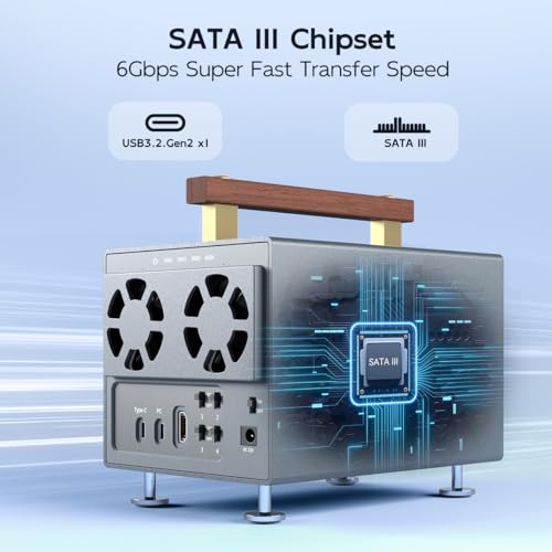 Image of MAIWO 4 Bay Hard Drive Enclosure for 3.5 Inch SATA HDD with SATA III Chipset USB3.2 Gen2 10Gbps Speed, Support HDTV /Type-C Extension /Daisy Chain, 96TB Capacity, External 3.5'' HDD Enclosure