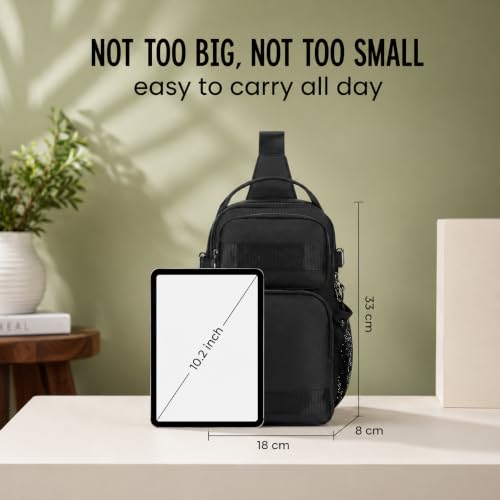 Image of Sling Bag for Men & Women- Crossbody Sling Bag for Travel, Cycling & Hiking | Waterproof Shoulder Bag with Compartment and Zipper Pockets