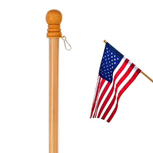 Anley 56 Pine Wooden House Flagpole - for Sleeve House Flags (28 x 40) - Wood Flag Pole with Tangle Free Design Rotating Rings and Anti-Wrap Tube -Flag and Flagpole Holder NOT Included