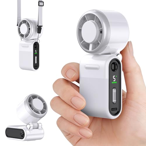 Image of Mini Portable Handheld Turbo Fan - Small but Mighty, Whisper-Quiet, Long-Lasting, 5-Speed High-Velocity Rechargeable battery Fan, Personal Fan for Outdoor, Travel, Gifts for Women & Men(White)