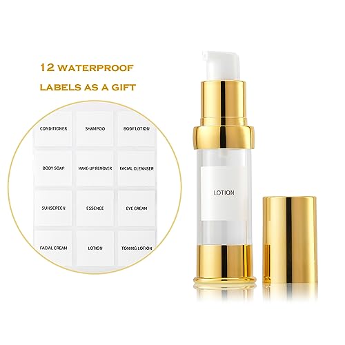Golden-Airless-Pump-Bottle-Travel-Set-with-Box-Refillable-Empty-Cosmetic-Pump-Bottle-Vacuum-Pump-Bottles-for-Liquids-Such-as-Hand-SoapTonerFoundationHair-OilLotion-and-Cream05oz15ml4-Pack