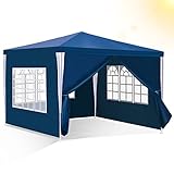 Izrielar Cenador azul impermeable con 4 paneles laterales y ventanas, carpa para jardín, protección UV, para exteriores,...