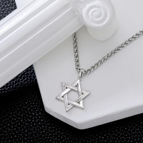 Star of David Necklace for Men 925 Sterling Silver Estrella De David Classic Jewish Israeli Pendant Necklace Jewelry Gifts for Men Women4
