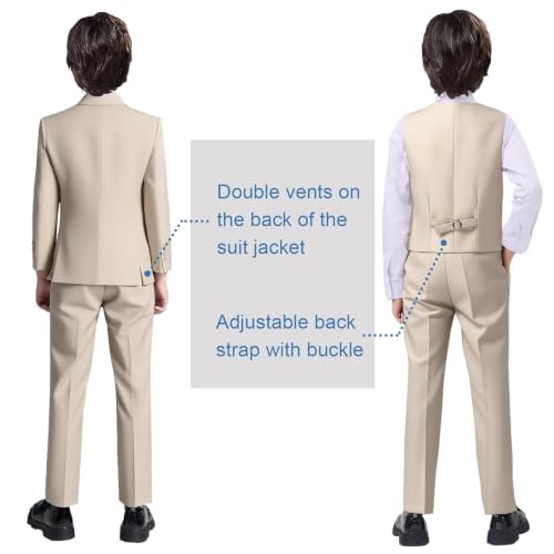 Image of Boy Suits 5 Pieces Formal Suit Set with Adjustable Waist Kids Dress Suit for Wedding Prom