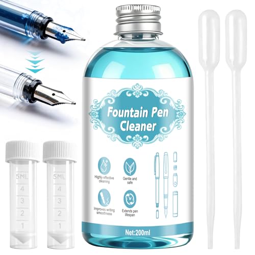 kuailaya Fountain Pen Cleaning Kit Fountain Pen Cleaner with Full set of Tools Powerful and Effective Cleaning Long-Lasting Care Wont Damage Pen Nibs Extend Pen Lifespan 200ml