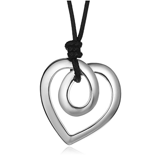 Gold and Silver Plated Handmade Drawing Brushed Double Hollow Oval Pendant Necklace