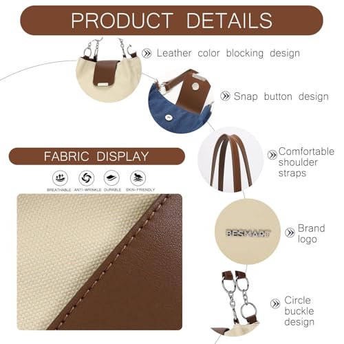 Image of BESMART Denim Tote Bag for Women, Retro Canvas Shoulder Bags with Circle Chain and PU Leather
