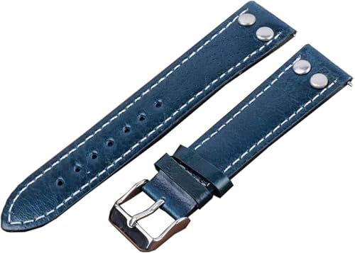 Bracelet de montre en cuir homme à rivets rétro : bracelet rechange dégagement rapide 18-24mm