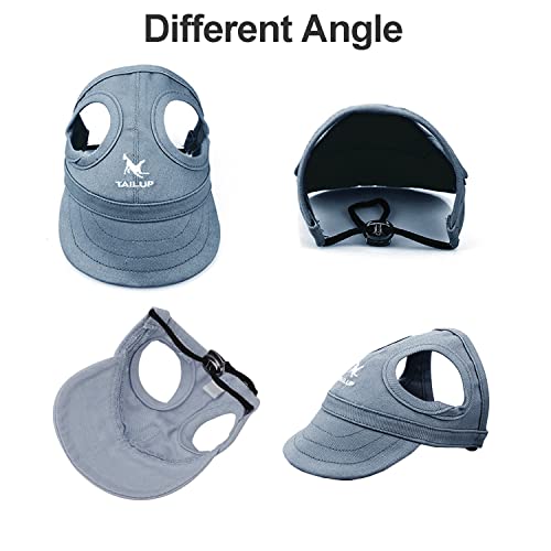 Image of HDKUW Dog Hat with Ear Holes, Dog Baseball Outdoor Cap, Adjustable Summer Travel Sport Hat for Small Medium Dogs Denim Blue M
